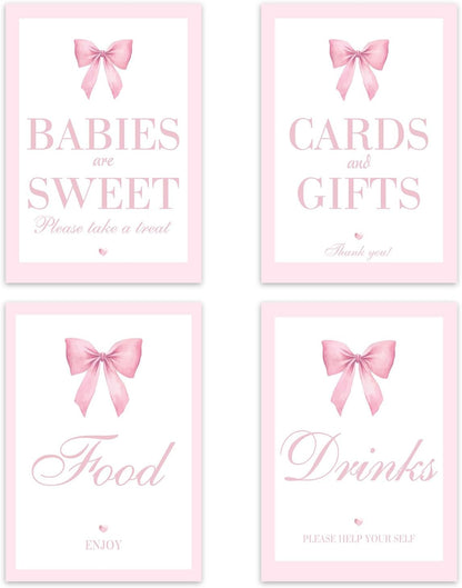 Pink Bow Baby Shower Decorations, Baby Shower Games, Pink Bow Enioy Gift and Gift Cards for Kids' Party, Birthday Party Decorations Bow Games Activity Party for Girl