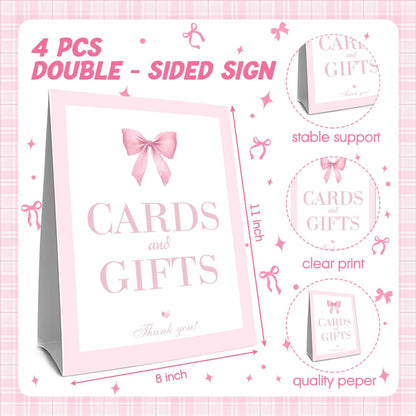 Pink Bow Baby Shower Decorations, Baby Shower Games, Pink Bow Enioy Gift and Gift Cards for Kids' Party, Birthday Party Decorations Bow Games Activity Party for Girl