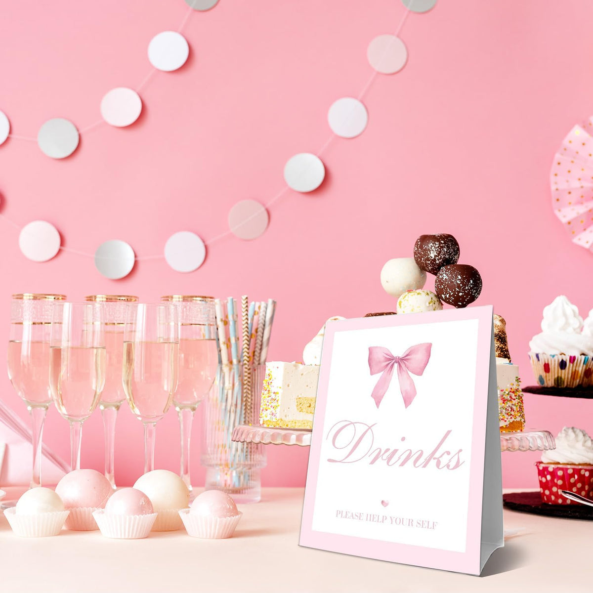 Pink Bow Baby Shower Decorations, Baby Shower Games, Pink Bow Enioy Gift and Gift Cards for Kids' Party, Birthday Party Decorations Bow Games Activity Party for Girl