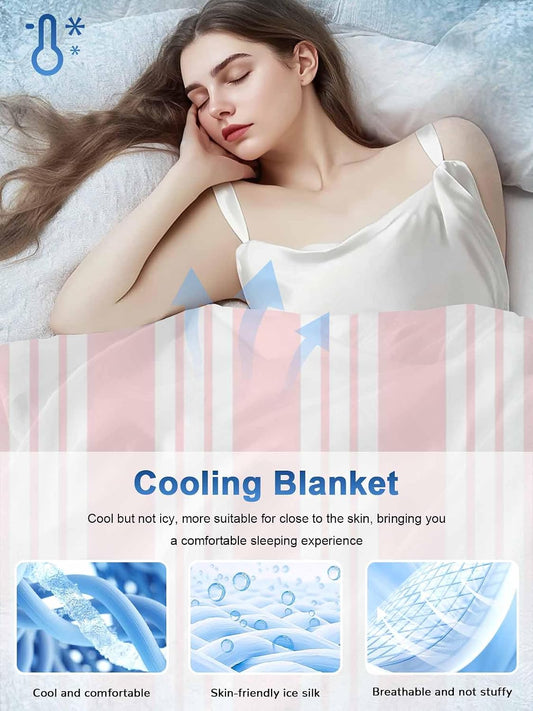 Pink Striped Cooling Blanket - 30"x40" Modern Classic Stripes Rustic Country Farmhouse Summer Cooling Blankets for Hot Sleepers, Keeps Cool for Night Sweats Lightweight Blanket for Couch Bed