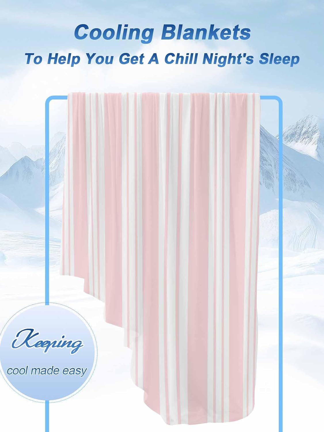 Pink Striped Cooling Blanket - 30"x40" Modern Classic Stripes Rustic Country Farmhouse Summer Cooling Blankets for Hot Sleepers, Keeps Cool for Night Sweats Lightweight Blanket for Couch Bed