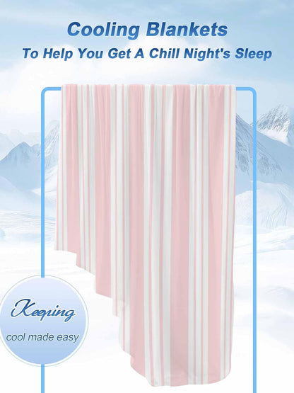 Pink Striped Cooling Blanket - 30"x40" Modern Classic Stripes Rustic Country Farmhouse Summer Cooling Blankets for Hot Sleepers, Keeps Cool for Night Sweats Lightweight Blanket for Couch Bed