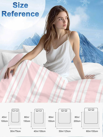 Pink Striped Cooling Blanket - 30"x40" Modern Classic Stripes Rustic Country Farmhouse Summer Cooling Blankets for Hot Sleepers, Keeps Cool for Night Sweats Lightweight Blanket for Couch Bed