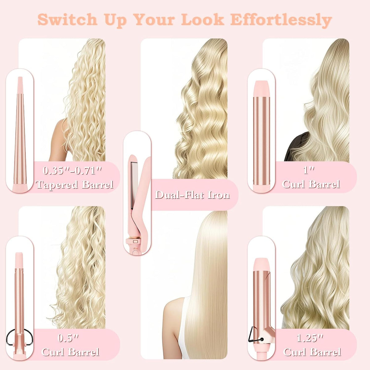 5 In 1 Curling Iron, Interchangeable Ceramic Barrels, Hair Wand Set