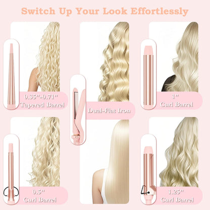 5 In 1 Curling Iron, Interchangeable Ceramic Barrels, Hair Wand Set