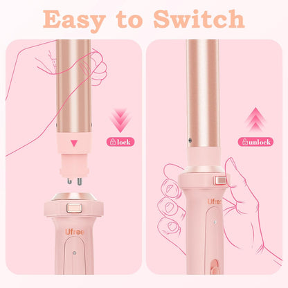 5 In 1 Curling Iron, Interchangeable Ceramic Barrels, Hair Wand Set