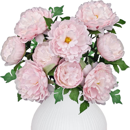 Premium Pink Peonies Artificial Flowers, Fake Silk Peony Flowers with Stems, Faux Florals for Wedding Bridal Bouquets, Floral Arrangements, Table Centerpieces, Home Decorations