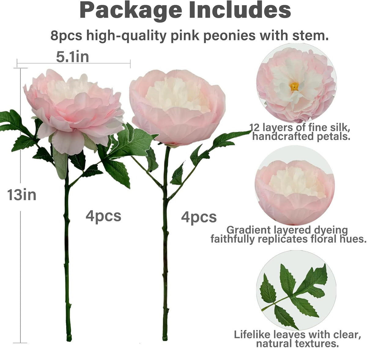 Premium Pink Peonies Artificial Flowers, Fake Silk Peony Flowers with Stems, Faux Florals for Wedding Bridal Bouquets, Floral Arrangements, Table Centerpieces, Home Decorations