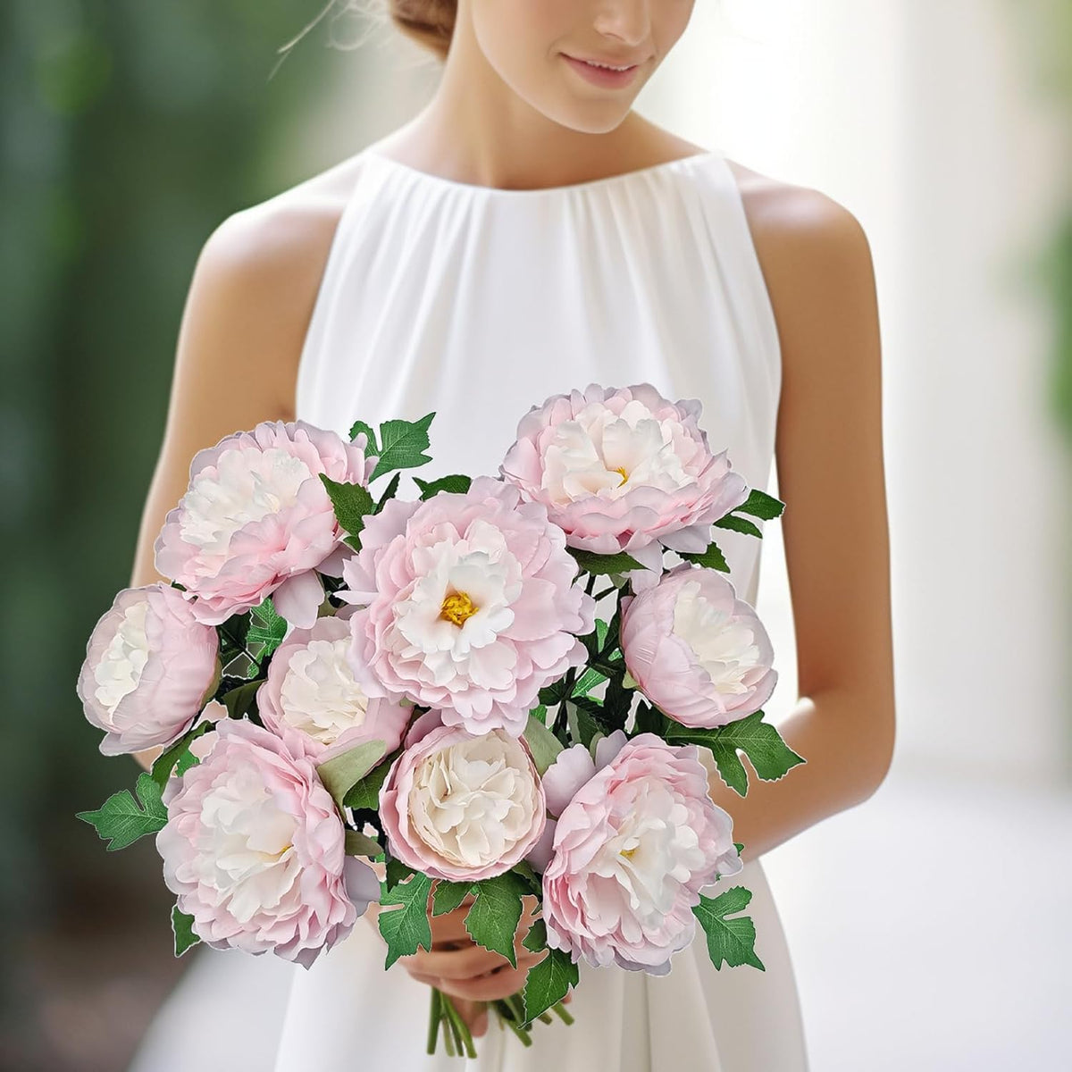 Premium Pink Peonies Artificial Flowers, Fake Silk Peony Flowers with Stems, Faux Florals for Wedding Bridal Bouquets, Floral Arrangements, Table Centerpieces, Home Decorations