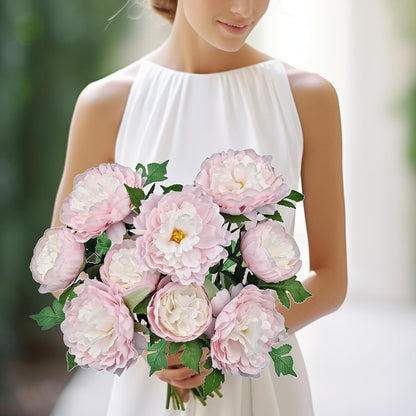 Premium Pink Peonies Artificial Flowers, Fake Silk Peony Flowers with Stems, Faux Florals for Wedding Bridal Bouquets, Floral Arrangements, Table Centerpieces, Home Decorations