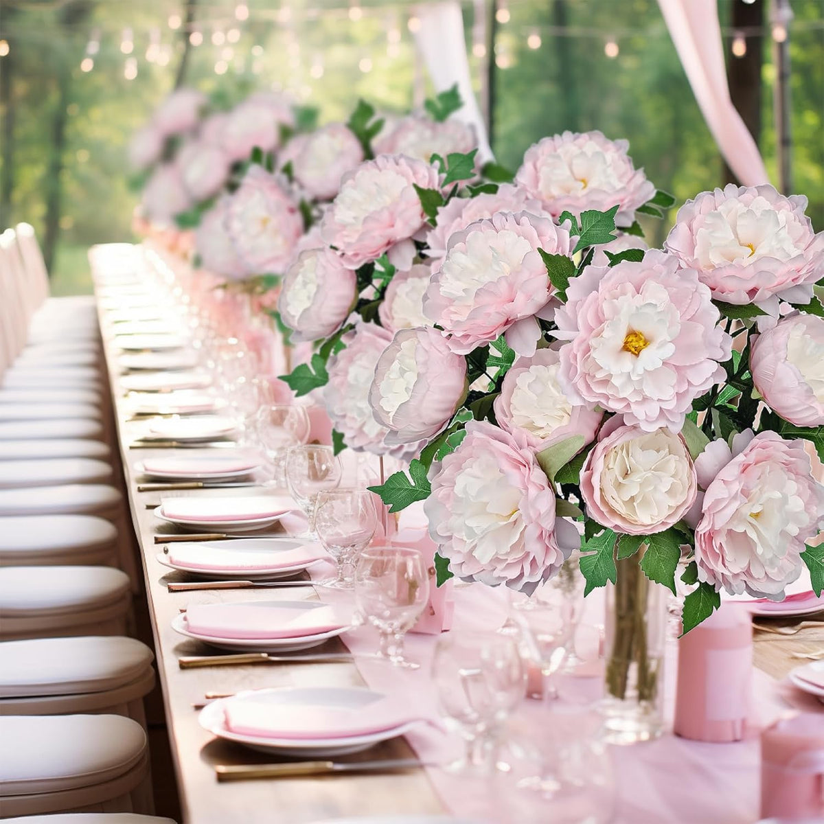 Premium Pink Peonies Artificial Flowers, Fake Silk Peony Flowers with Stems, Faux Florals for Wedding Bridal Bouquets, Floral Arrangements, Table Centerpieces, Home Decorations