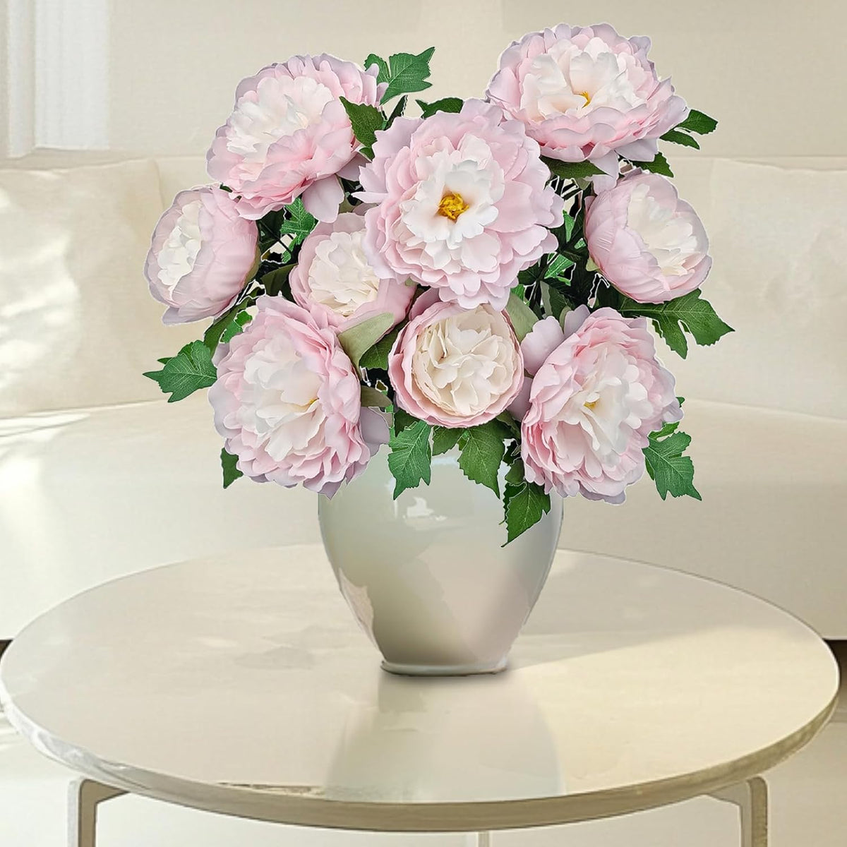 Premium Pink Peonies Artificial Flowers, Fake Silk Peony Flowers with Stems, Faux Florals for Wedding Bridal Bouquets, Floral Arrangements, Table Centerpieces, Home Decorations