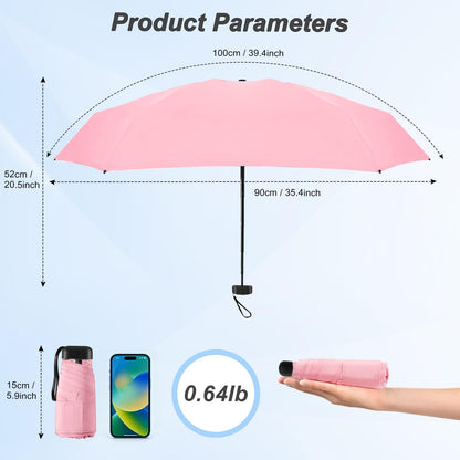 Mini Travel Umbrella, Ultra Waterproof Flat Compact Small for Pocket Purse