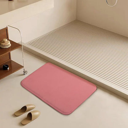 Pink Solid Color Bathroom Rugs, Non Slip & Absorbent Bath Mat Carpets for Bathroom, Entryway or Sink 20" x 32"