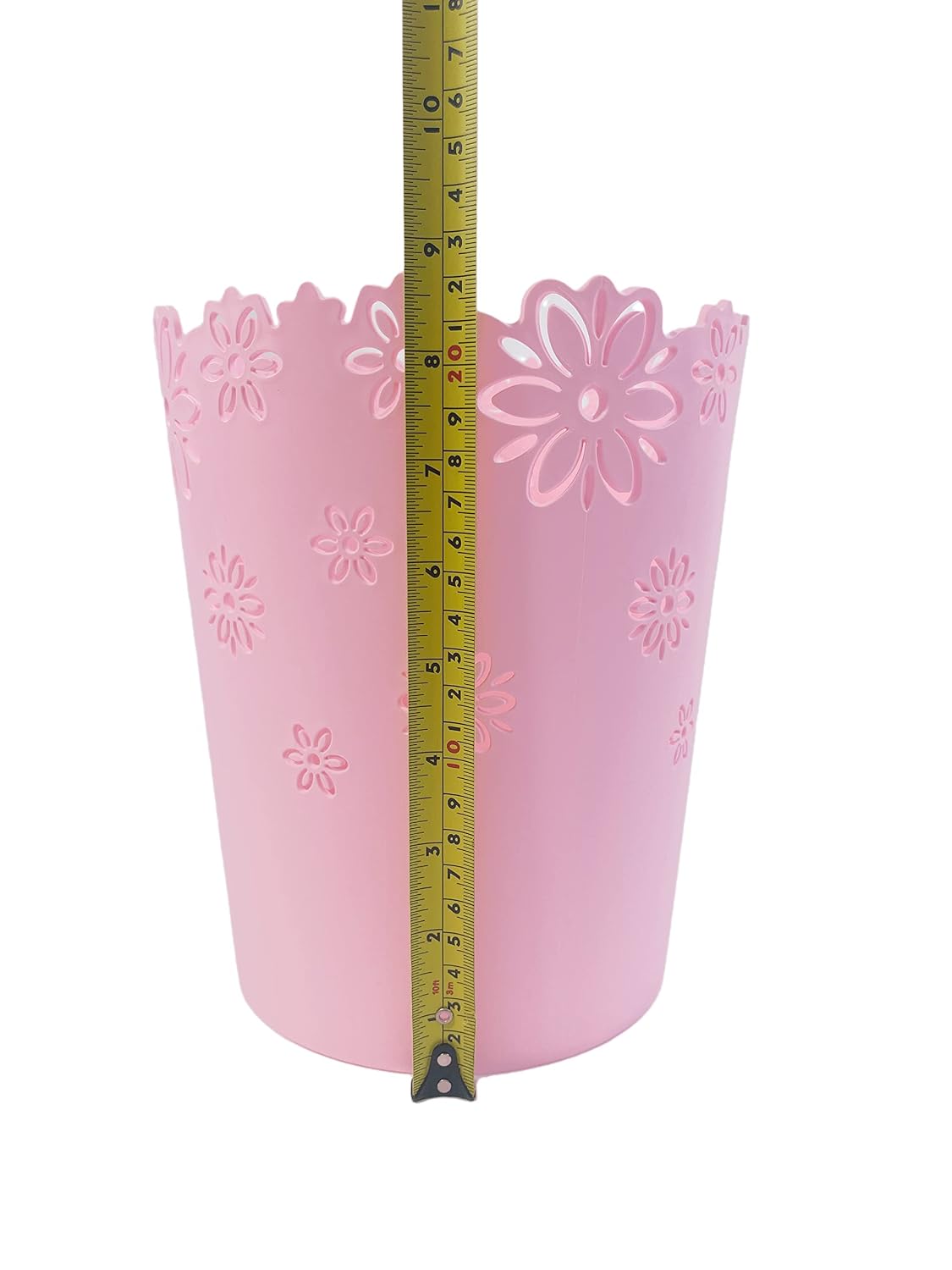Wastebasket, Hollow Flower Plastic Trash Can (Pink, Medium)