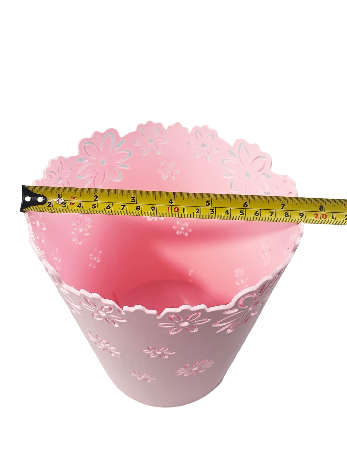 Wastebasket, Hollow Flower Plastic Trash Can (Pink, Medium)
