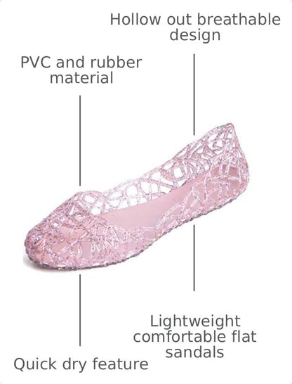 Women Flat Heel Summer Beach Jelly Shoes