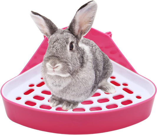 Rabbit Litter Box Toilet Bunny Corner Potty for Guinea Pigs, Pink