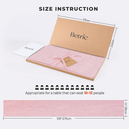 Coffee Table Runner,100% Pure Linen Table Runner 108 Inches Long,Farmhouse Style,14×108 Inches, Perfect for Spring, Summer, Dining Table, Holiday Decor and Dresser -Athena -Bubblegum Pink
