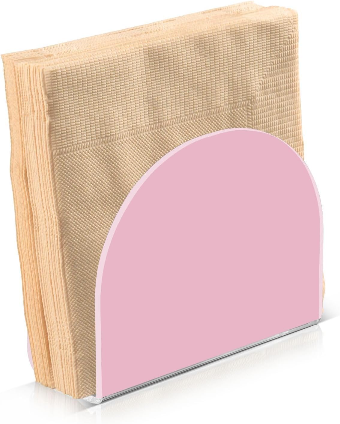 Pink Napkin Holder for Table, Acrylic Upright Non Slip Tabletop Freestanding Tissue Paper Dispenser for Kitchen Restaurant Home Hotel Decor
