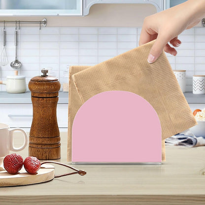 Pink Napkin Holder for Table, Acrylic Upright Non Slip Tabletop Freestanding Tissue Paper Dispenser for Kitchen Restaurant Home Hotel Decor