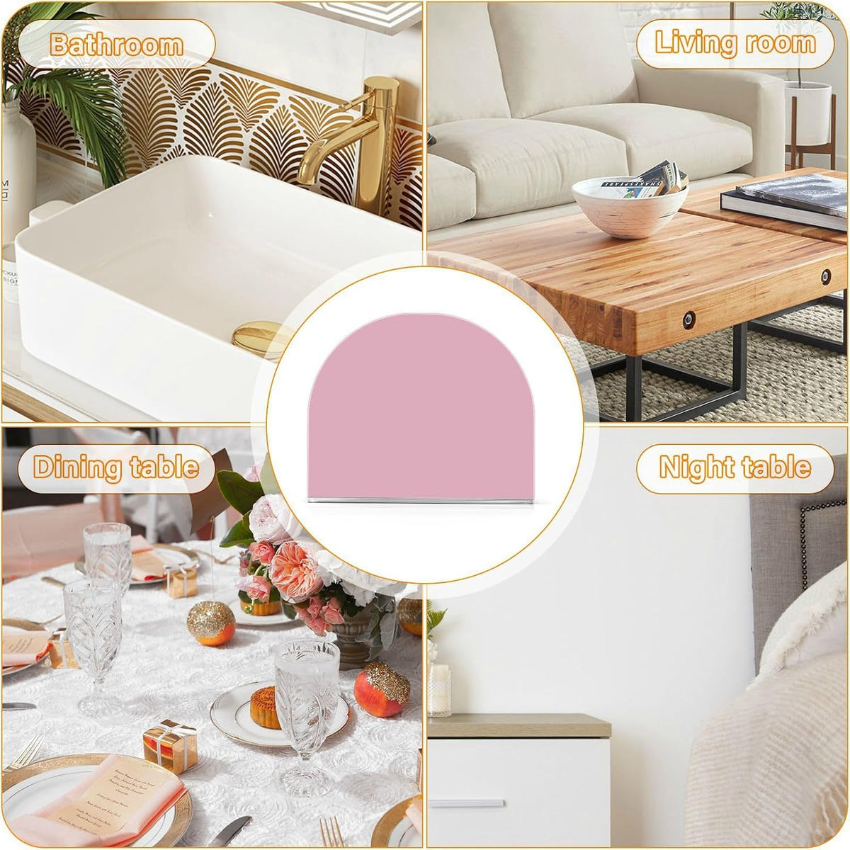 Pink Napkin Holder for Table, Acrylic Upright Non Slip Tabletop Freestanding Tissue Paper Dispenser for Kitchen Restaurant Home Hotel Decor