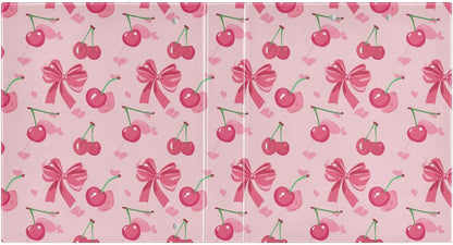 3 Ring Binder Cherry Coquette Pink Bow Cute Binders 1.5 inch with Clipboard PVC Pockets Fit 8.5 x 11 Paper for School or Office Supplies 1 Pack