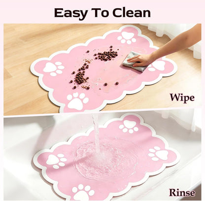 Non-Slip & Waterproof Pink Dog/Cat Food Mat, 3.5mm Thick, 19×14 in