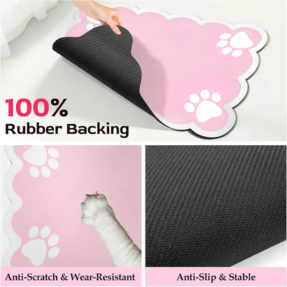 Non-Slip & Waterproof Pink Dog/Cat Food Mat, 3.5mm Thick, 19×14 in