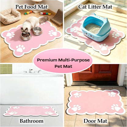 Non-Slip & Waterproof Pink Dog/Cat Food Mat, 3.5mm Thick, 19×14 in