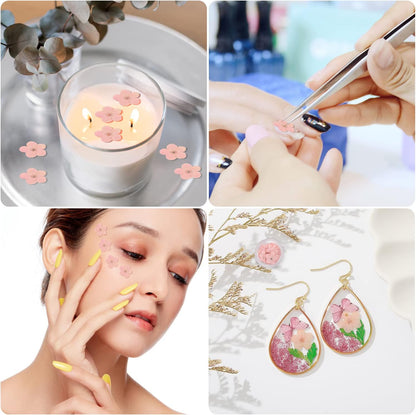 50Pcs Forget Me Not Dried Flowers Don't Forget Me Dried Flowers Natural Dried Pressed Flowers with Forceps for Resin Jewelry Making Candle Nail Art Flower Ornaments Paper Making Supplies, Pink