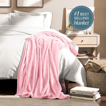 Fleece Blanket Luxury Microplush (King, Light Pink)