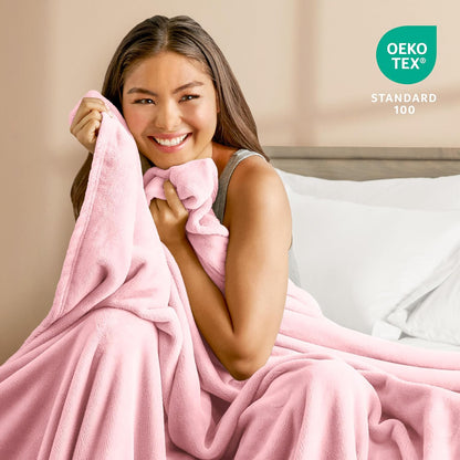 Fleece Blanket Luxury Microplush (King, Light Pink)