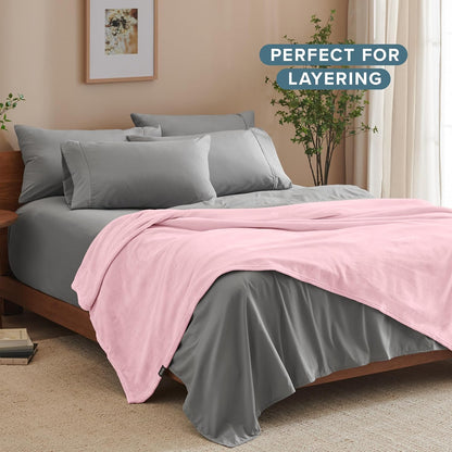 Fleece Blanket Luxury Microplush (King, Light Pink)