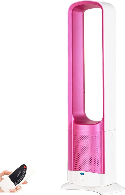 Bladeless Fan for Bedroom, Tower Fan That Blow Cold Air, Quiet Cooling Tower Fan with Remote, 3 Speed Settings for Home Office Floor Fan, Pink