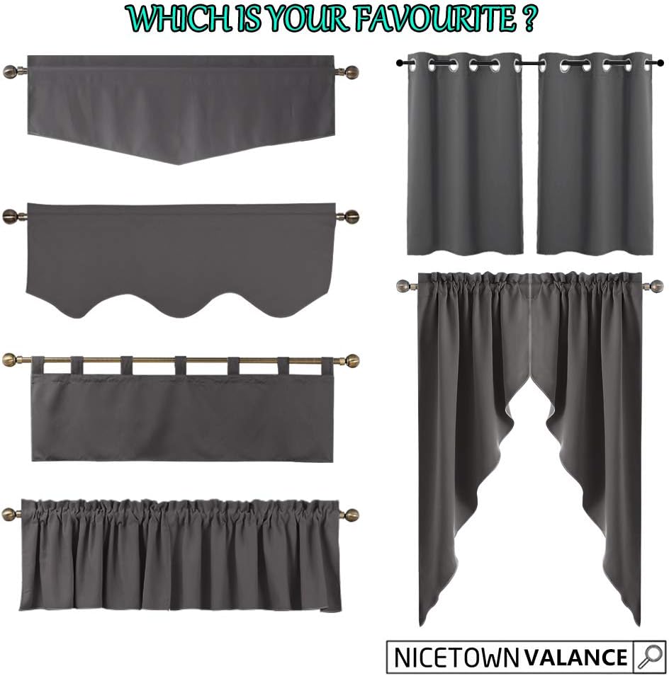 NICETOWN Bedroom Blackout Valance Tier - 52 inches by 18 inches Scalloped Rod Pocket Valance Window Curtain for Girl's Room/Baby Nursery/Dormitory/Kids Room, Lavender Pink, 1 Pack