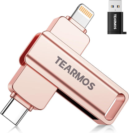512GB Photo Stick for iPhone Flash Drive, Memory Stick Phone Storage for Photos and Videos Files Backup, Compatible with iPhone iPad Android PC, Plug & Play, No App Required (Rose Pink)