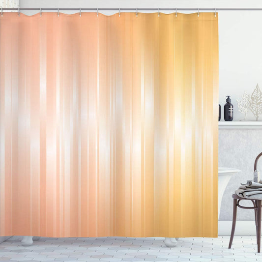 Ambesonne Abstract Art Shower Curtain, Vertical Color Bands Stripes Lines Vintage Dramatic Digital Illustration, Cloth Fabric Bathroom Decor Set with Hooks, 69" W x 70" L, Pale Peach