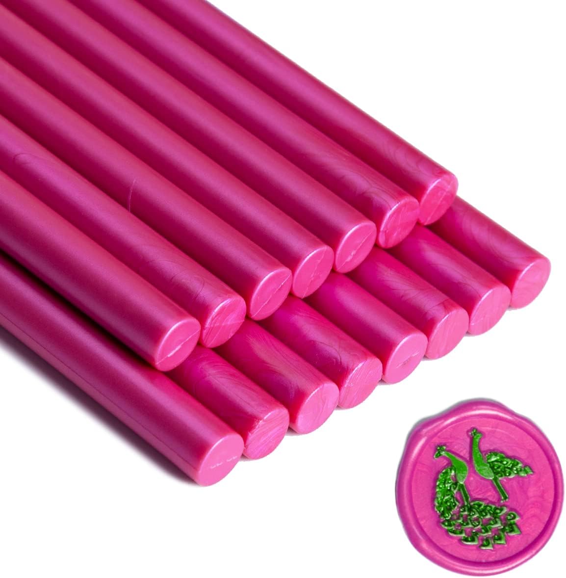 Wax Seal Stick, 15 Pieces Glue Gun Wax Seal Sticks for Sealing Wax, Wedding Invitations, Cards, Envelopes, Rose Pink