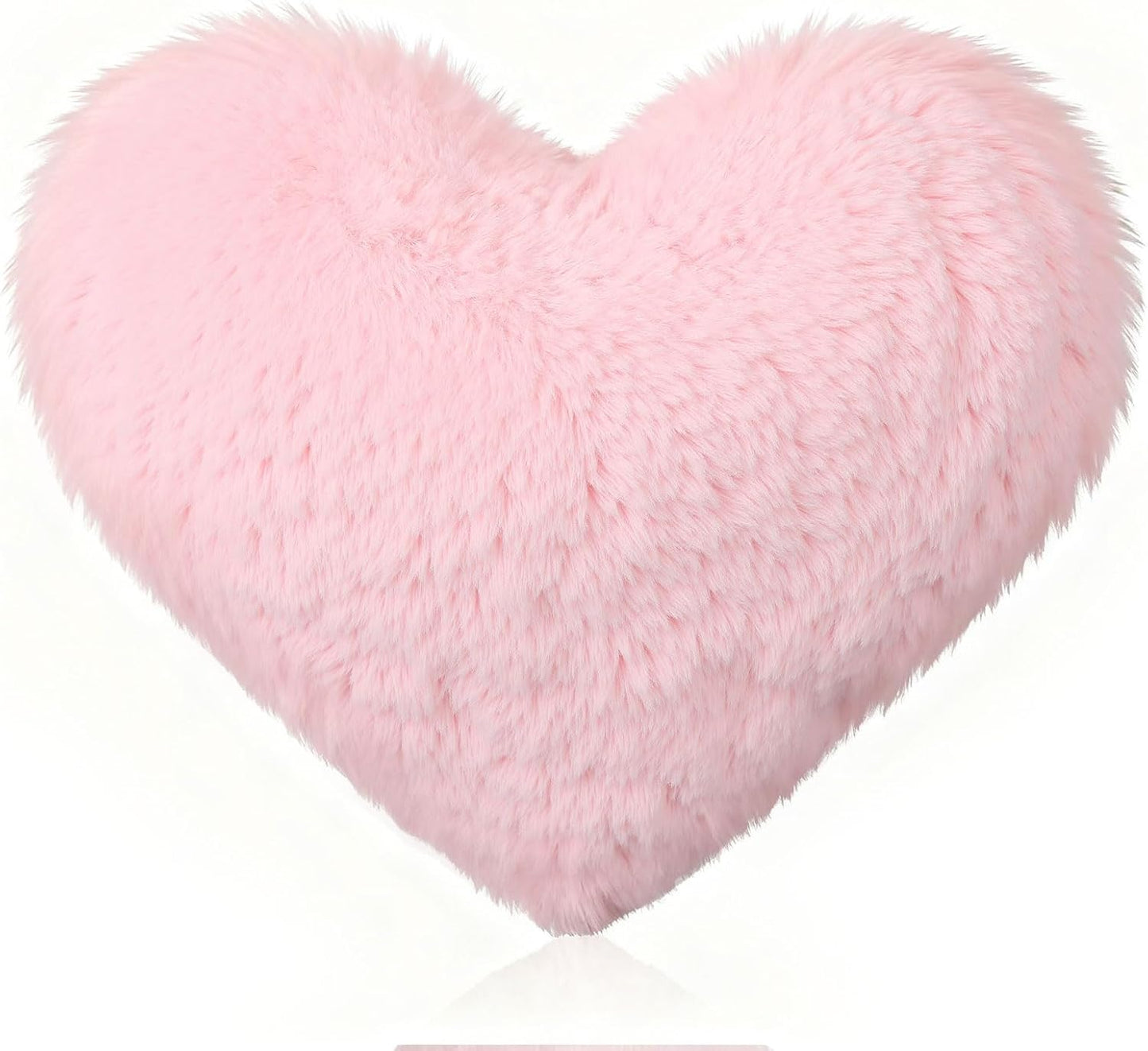 AceOrbit Valentine's Day Heart Mini Pillow 13"x10" Cute Faux Rabbit Fur Decorative Mini Throw Pillow for Bed Couch Cushion Women Valentine's Day Home Decor(Pink)