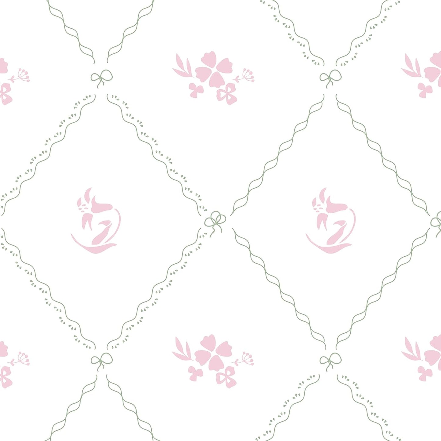 Hopepak Modern Peel and Stick Wallpaper Stripe Floral Wallpaper 17" x 78.7" Pink White Flower Bow Contact Paper Self Adhesive Removable Wall Paper Vinyl for Bedroom Bathroom Cabinets Wall Decor