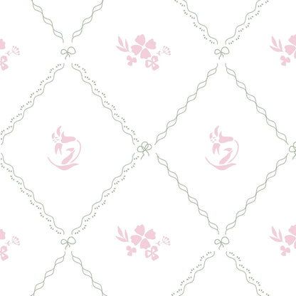 Hopepak Modern Peel and Stick Wallpaper Stripe Floral Wallpaper 17" x 78.7" Pink White Flower Bow Contact Paper Self Adhesive Removable Wall Paper Vinyl for Bedroom Bathroom Cabinets Wall Decor