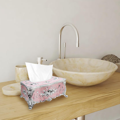 Geesatis Tissue Box Cover, Rectangle Tissue Box Holder, Rectangular Napkin Facial Tissues Holder for Bathroom Toilet Bedroom Living Room Table Desk Office Dresser, 1 Pcs Pink 9.05''x4.93''x3.74''