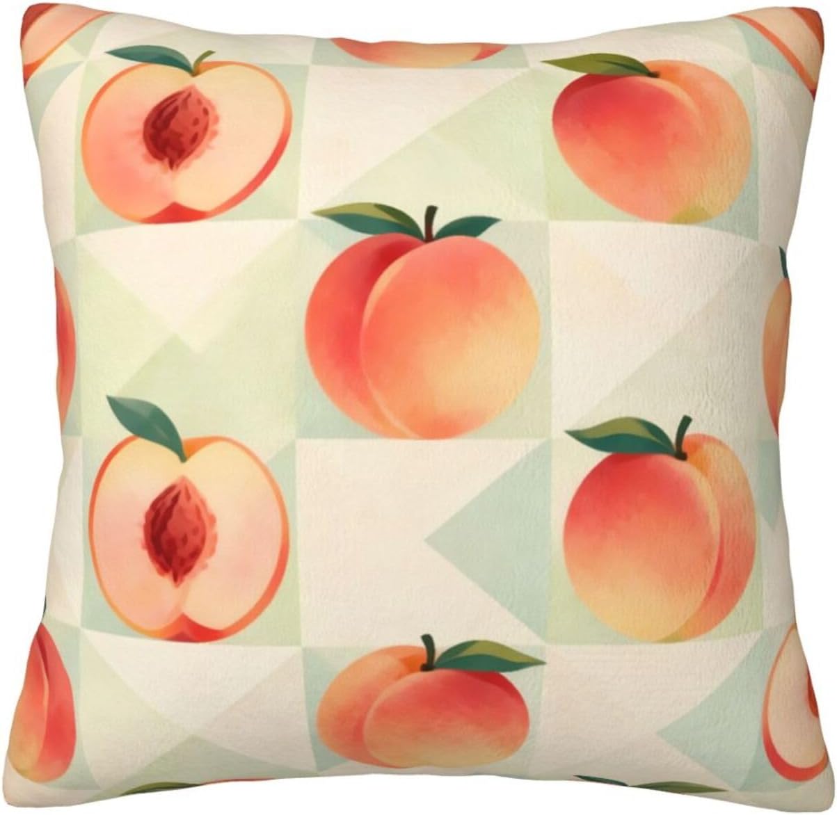 Checkered Peach Throw Pillowcases 22"X22" Double Sided Print Soft Cushion Cover for Sofa Sofa Bed