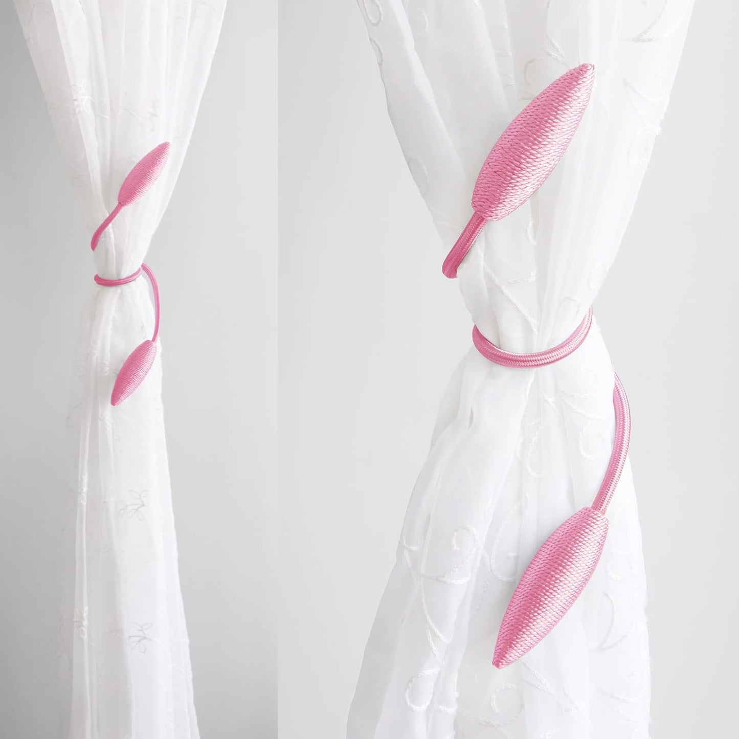 Valea Home 2 Pieces Curtain Tiebacks Clips Creative Window Drape Twist Tie Backs European Style Custom Made Curtain Holders Decorative Draperies Holdbacks, Pink