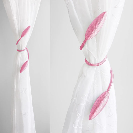 Valea Home 2 Pieces Curtain Tiebacks Clips Creative Window Drape Twist Tie Backs European Style Custom Made Curtain Holders Decorative Draperies Holdbacks, Pink