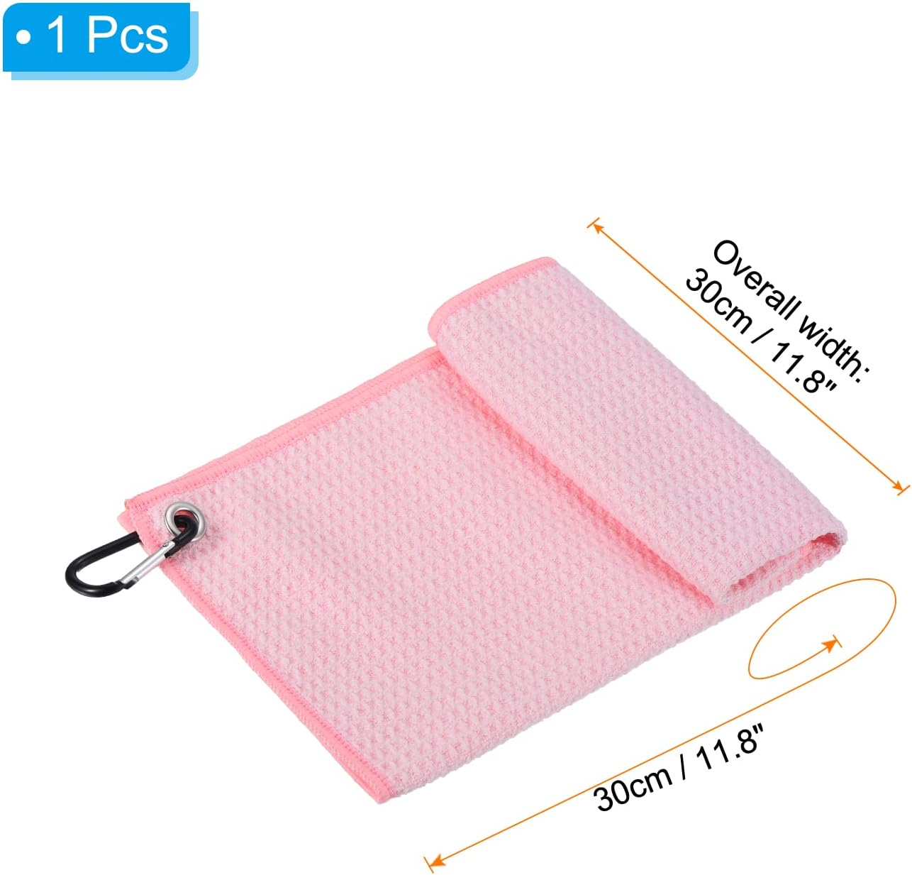 PATIKIL 12"x12" Tri-Fold Golf Towels, Waffle Pattern Towels Soft Fiber Strong Water Absorption with D Clip for Golf Lovers, Pink