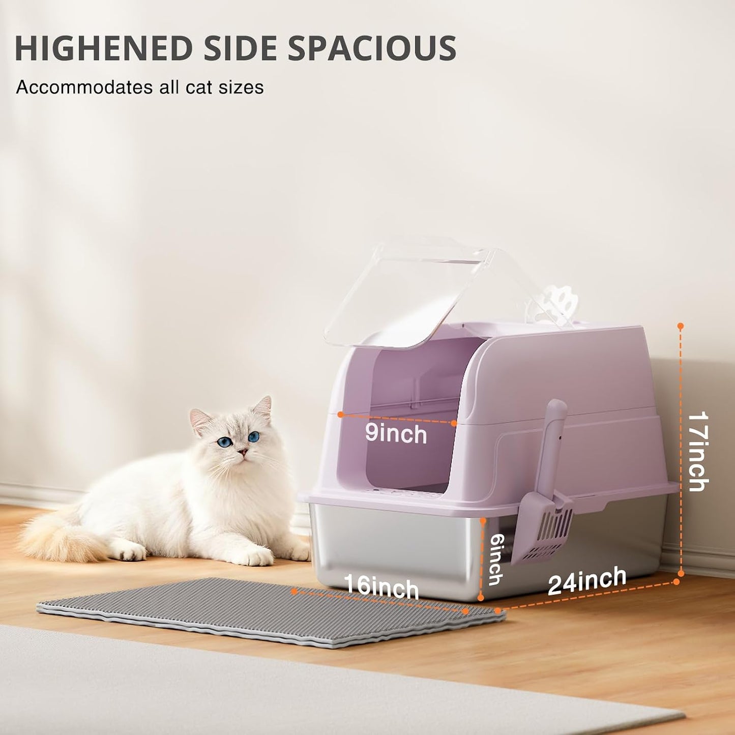Stainless Steel Cat Litter Box, Cat Litter Box, Easy to Clean Metal Cat Box - Pink