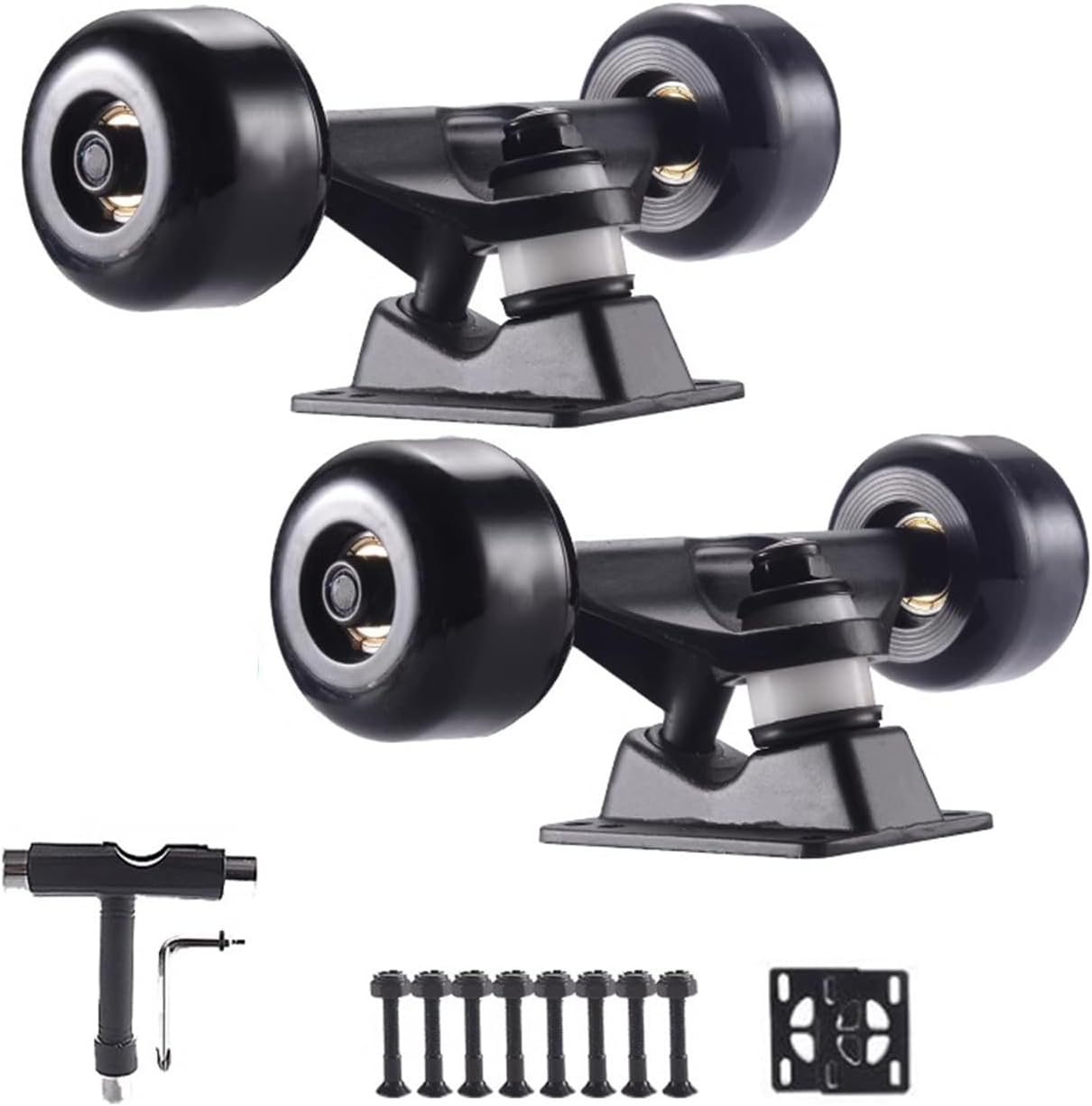 Skateboard Trucks and Wheels Set Skateboard 5inch Trucks 52mm Wheels Multifunctional Tools and Durable Skateboard Hardware Set