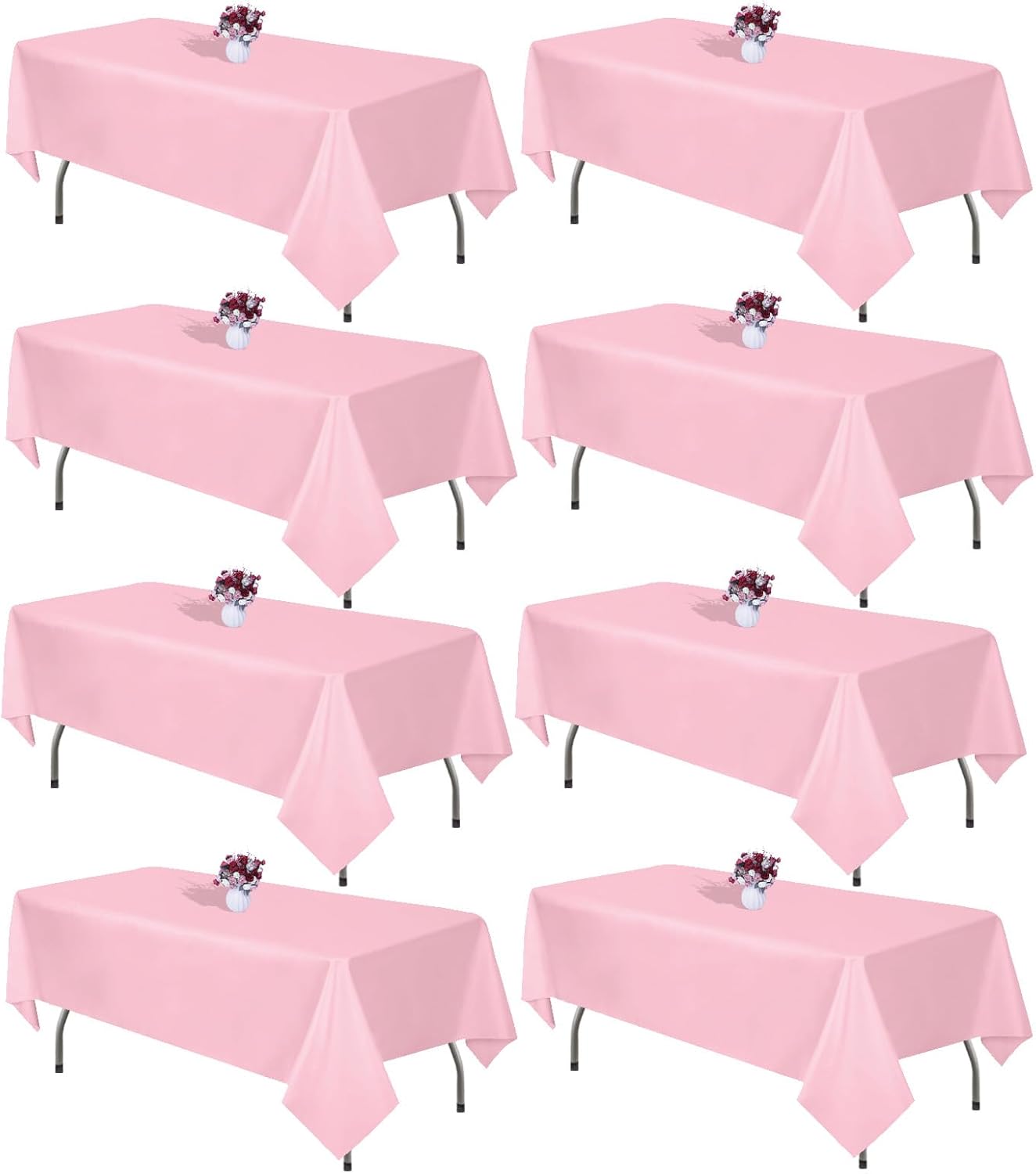 8 Packs Pink Tablecloth 60x102 Inch Rectangular Table Cloth for 6 Foot Rectangle Tables, Wrinkle Resistant Polyester Tablecloth Washable Table Covers for Wedding Party Buffet Dining